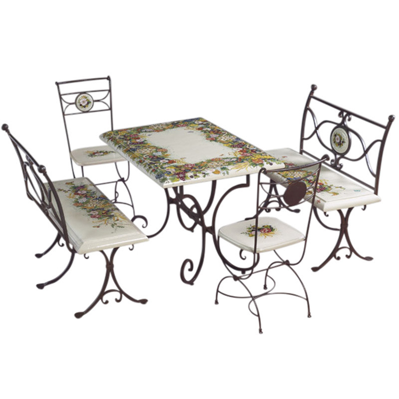 Kit rectangular table top with benches & chairs