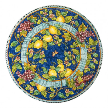 Grapes & lemons blu background